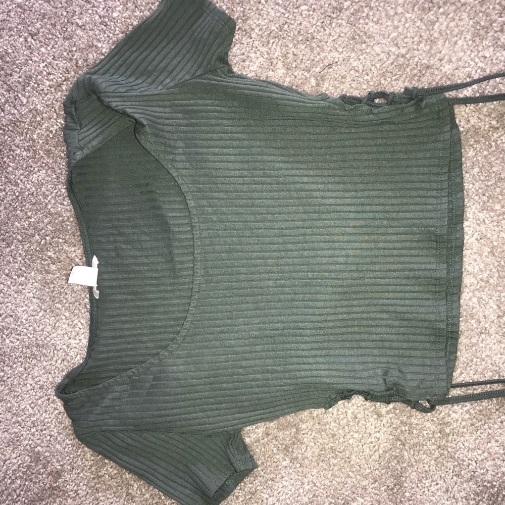 Green lace up crop